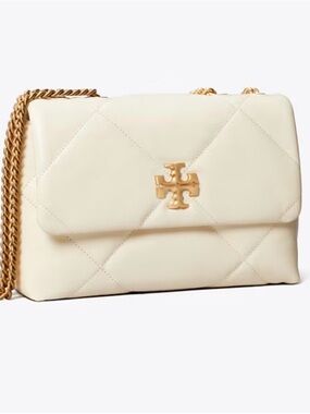 Michael Kors Soft White Leather Shoulder Bag with Gold Hardware